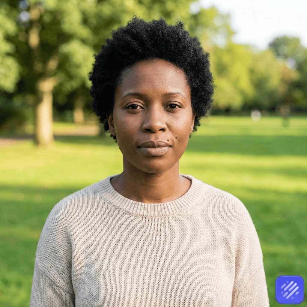 AI-powered outdoor headshot for creative team member