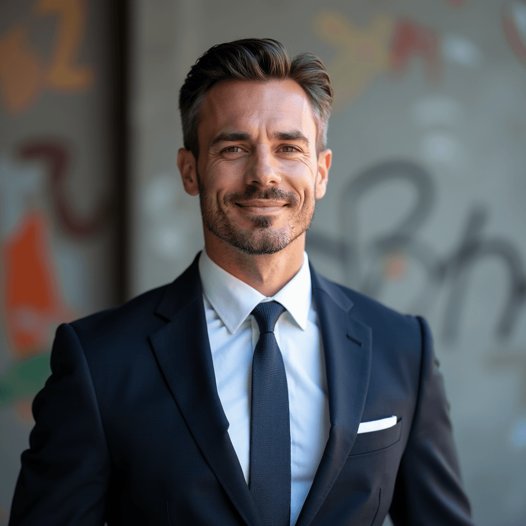 Professional AI headshot with urban wall with interesting textures and patterns background