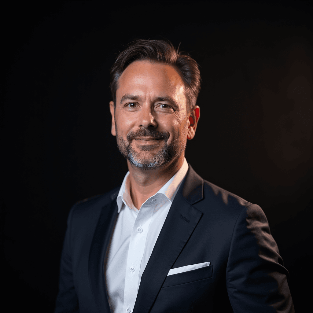 Professional AI headshot with executive boardroom with premium corporate setting background