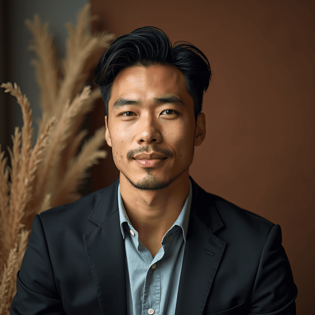 Professional AI headshot with earthy textures with organic natural elements background
