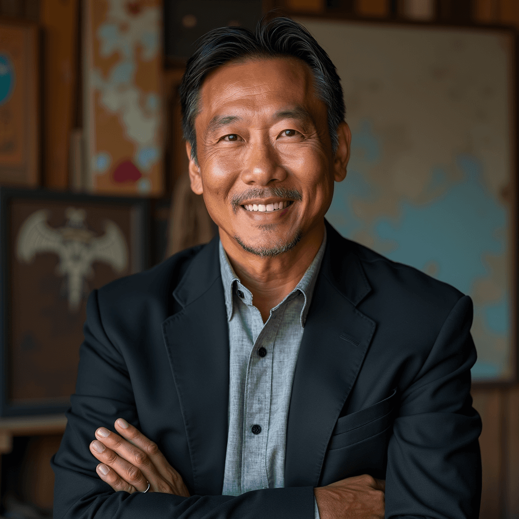 Professional AI headshot with rustic charm setting with weathered materials background