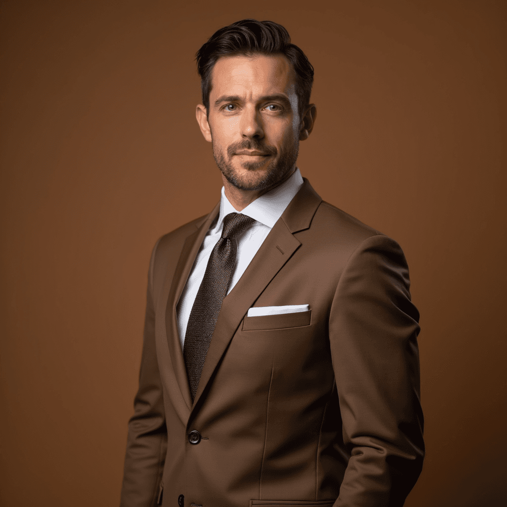 Professional AI headshot with brown background