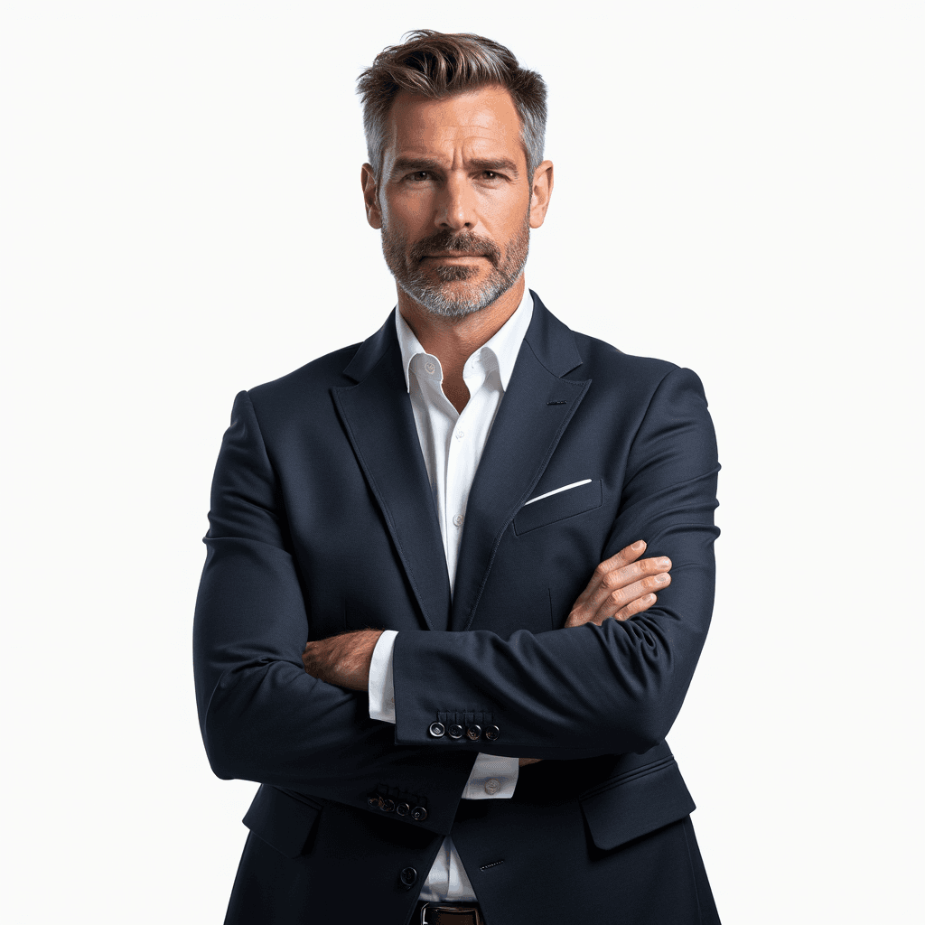 Professional AI headshot with plain solid pure white background