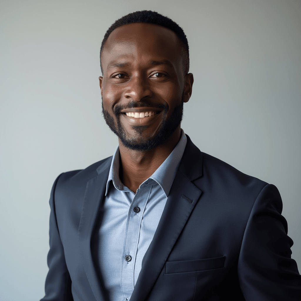 Professional AI headshot with smooth gradient gray to white background