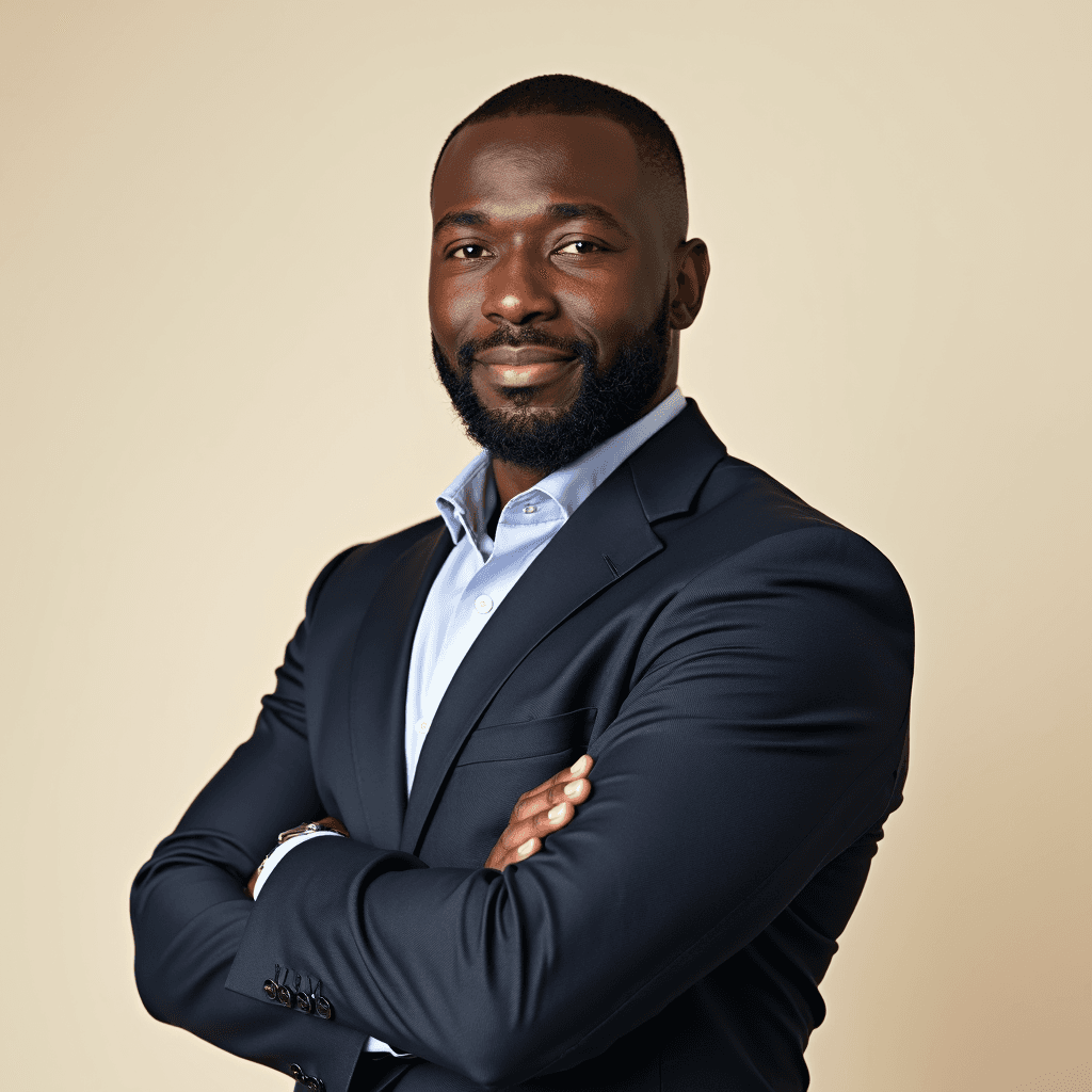 Professional AI headshot with smooth ivory matte finish background