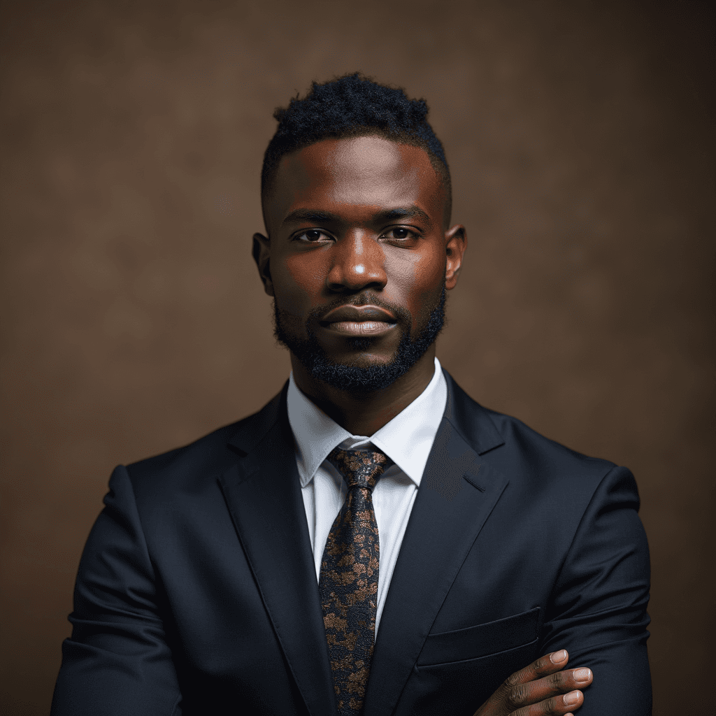 Professional AI headshot with soft leather texture background