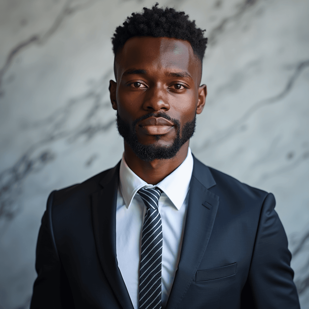 Professional AI headshot with subtle marble texture background