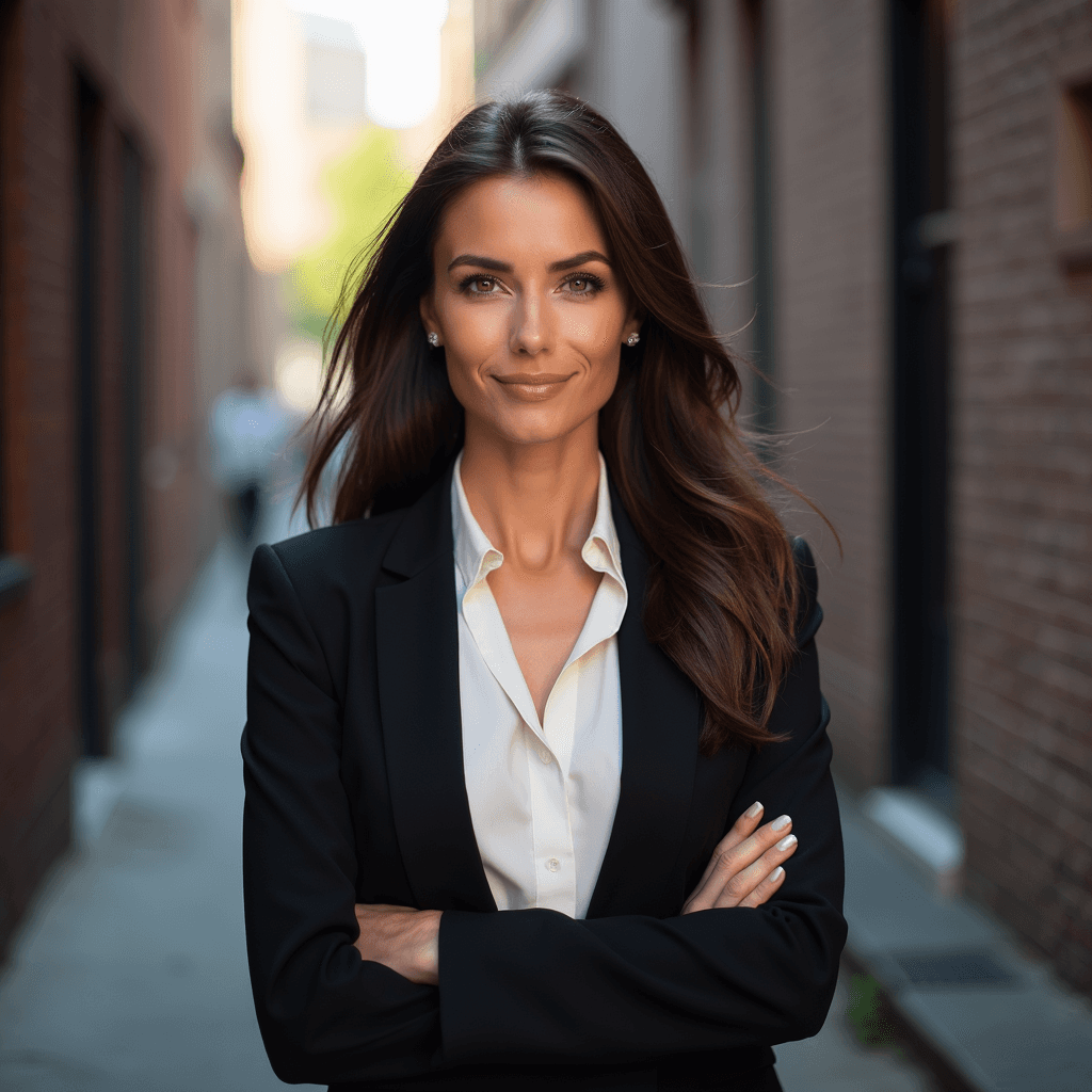 Professional AI headshot with urban alley with textured walls and natural shadows background