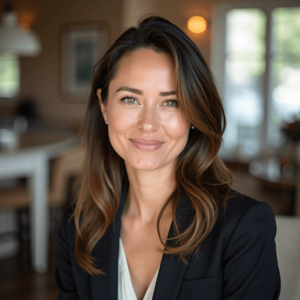 Professional AI headshot with tea time backdrop with elegant afternoon setting background