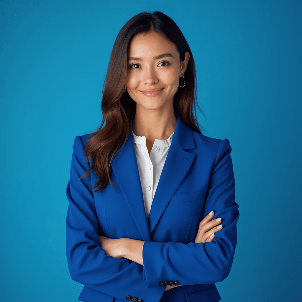 Professional AI headshot with blue background