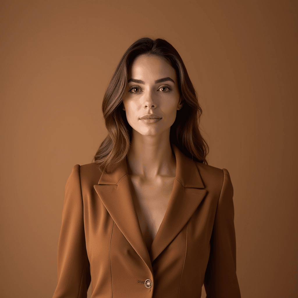 Professional AI headshot with brown background