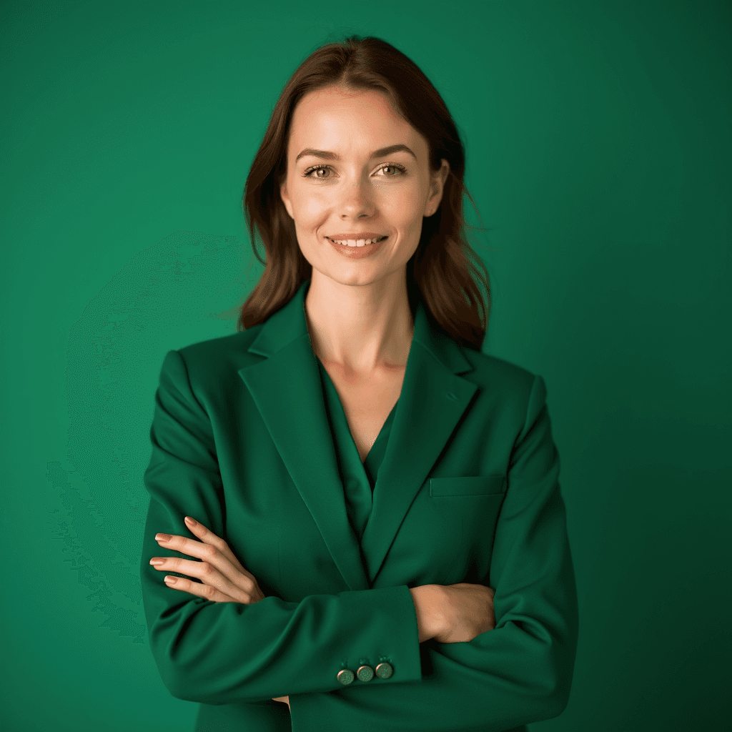 Professional AI headshot with green background