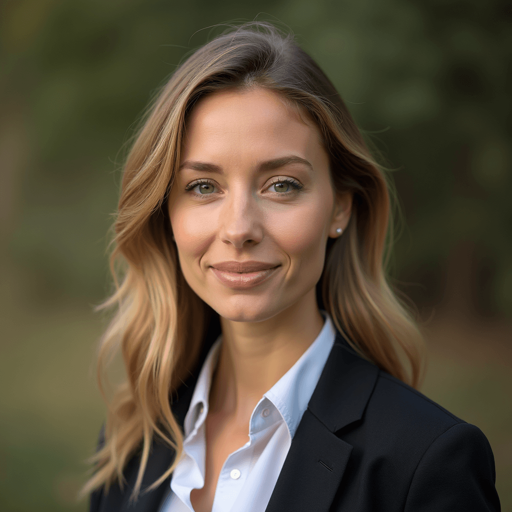 Professional AI headshot with muted nature setting with subtle earth tones background