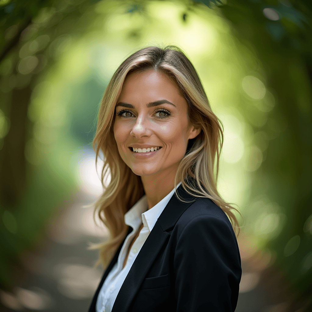 Professional AI headshot with tunnel to nature with organic framing background