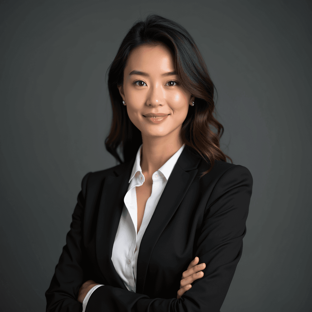 Professional AI headshot with plain solid charcoal gray background