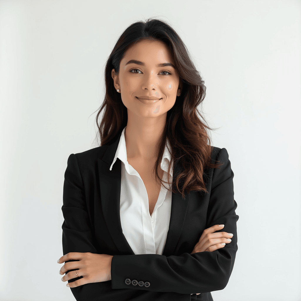 Professional AI headshot with plain solid pure white background