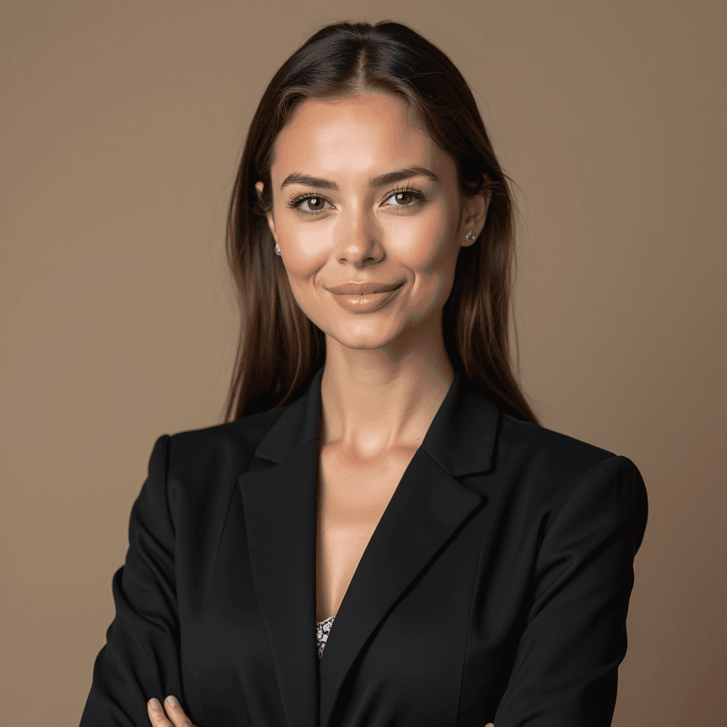 Professional AI headshot with plain solid taupe background