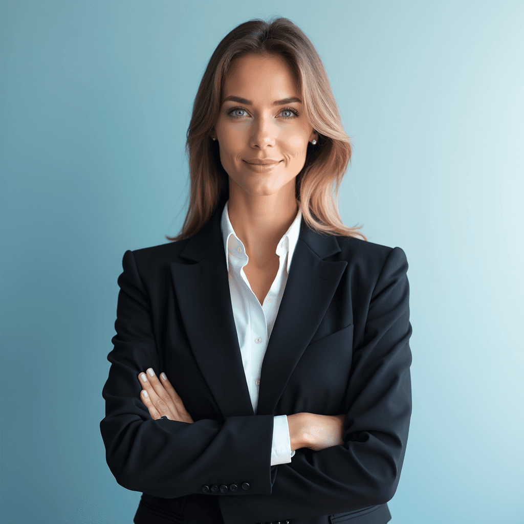 Professional AI headshot with smooth gradient blue to white background