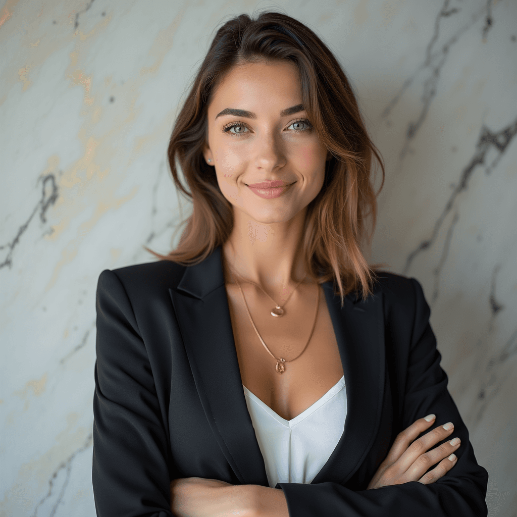 Professional AI headshot with subtle marble texture background