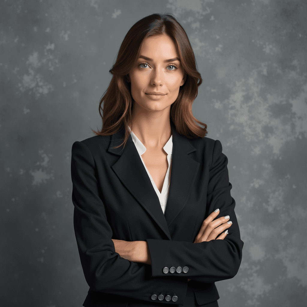 Professional AI headshot with textured gray canvas background