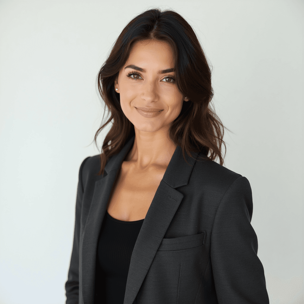 Dramatic actress headshot with bold styling for character-driven roles