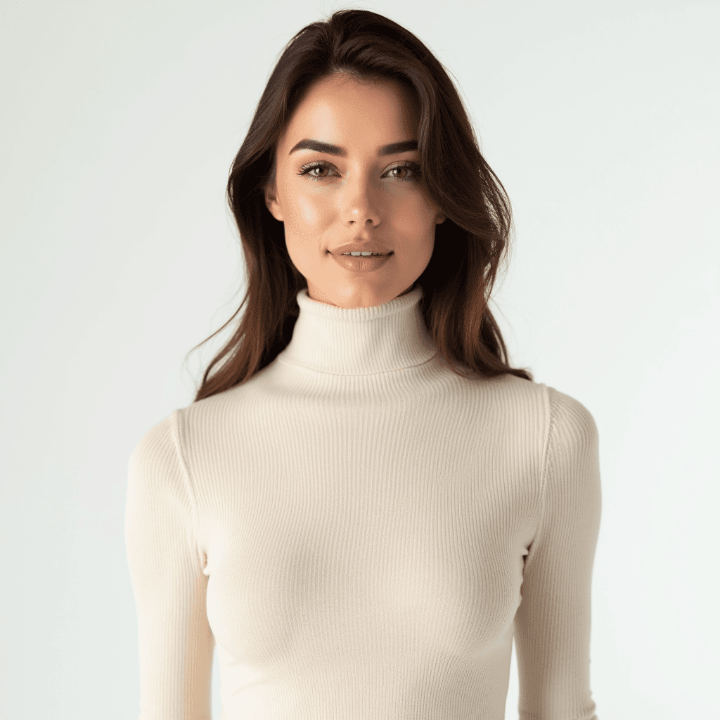 Female professional AI headshot wearing cream fitted knitwear